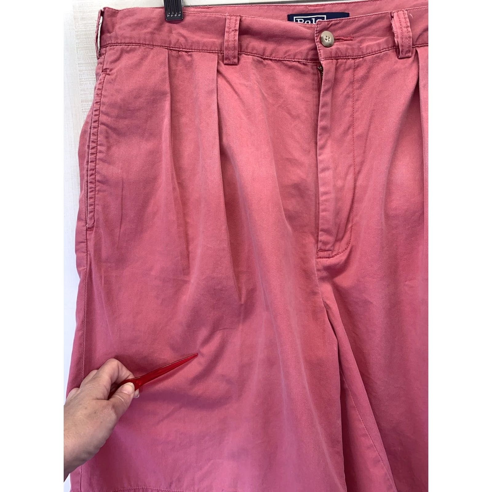 Polo Ralph Lauren VINTAGE Polo Ralph Lauren Tyler Short Chino Shorts Mens 34 Red Pleated Logo 90s American Casual Vintage Mens Size US S / EU 44-46 / 1 - 6 Thumbnail