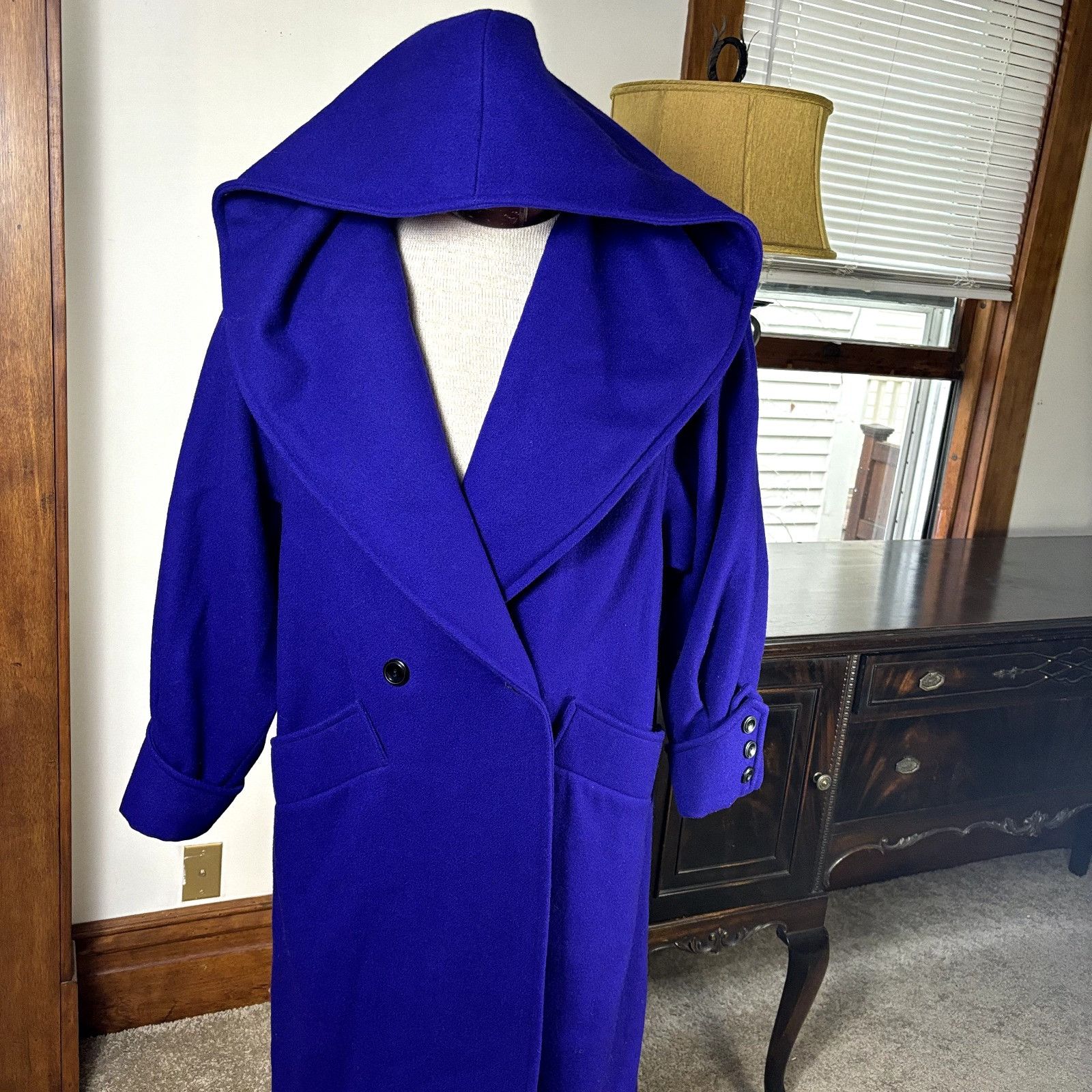 Other International Scene Unisex Pure Wool Purple Overcoat Jacket Size L / US 10 / IT 46 - 2 Thumbnail