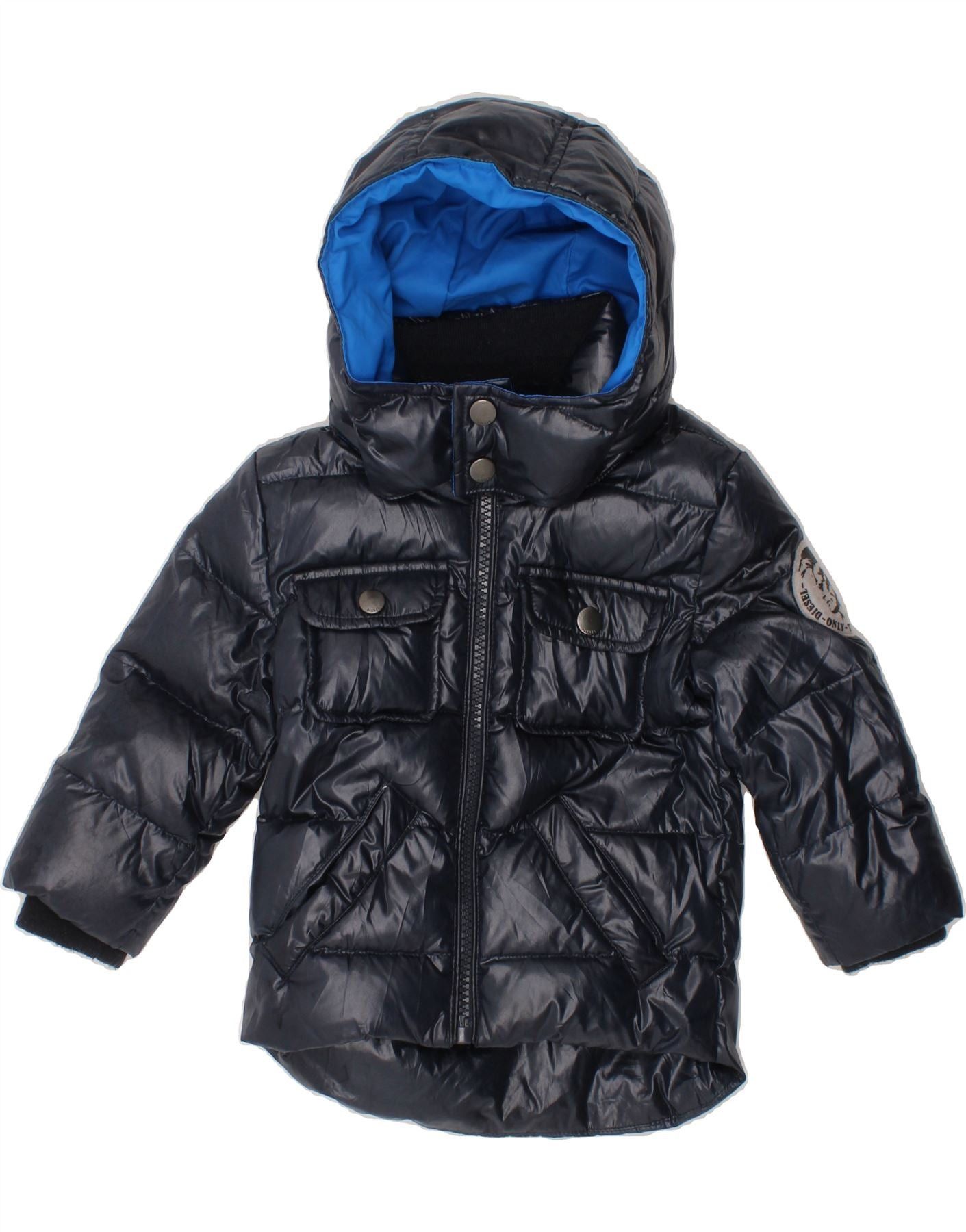 Diesel Baby Boys Hooded Padded Jacket 6-9 Months Navy Blue Polyamid Size XS / US 0-2 / IT 36-38 - 1 Thumbnail