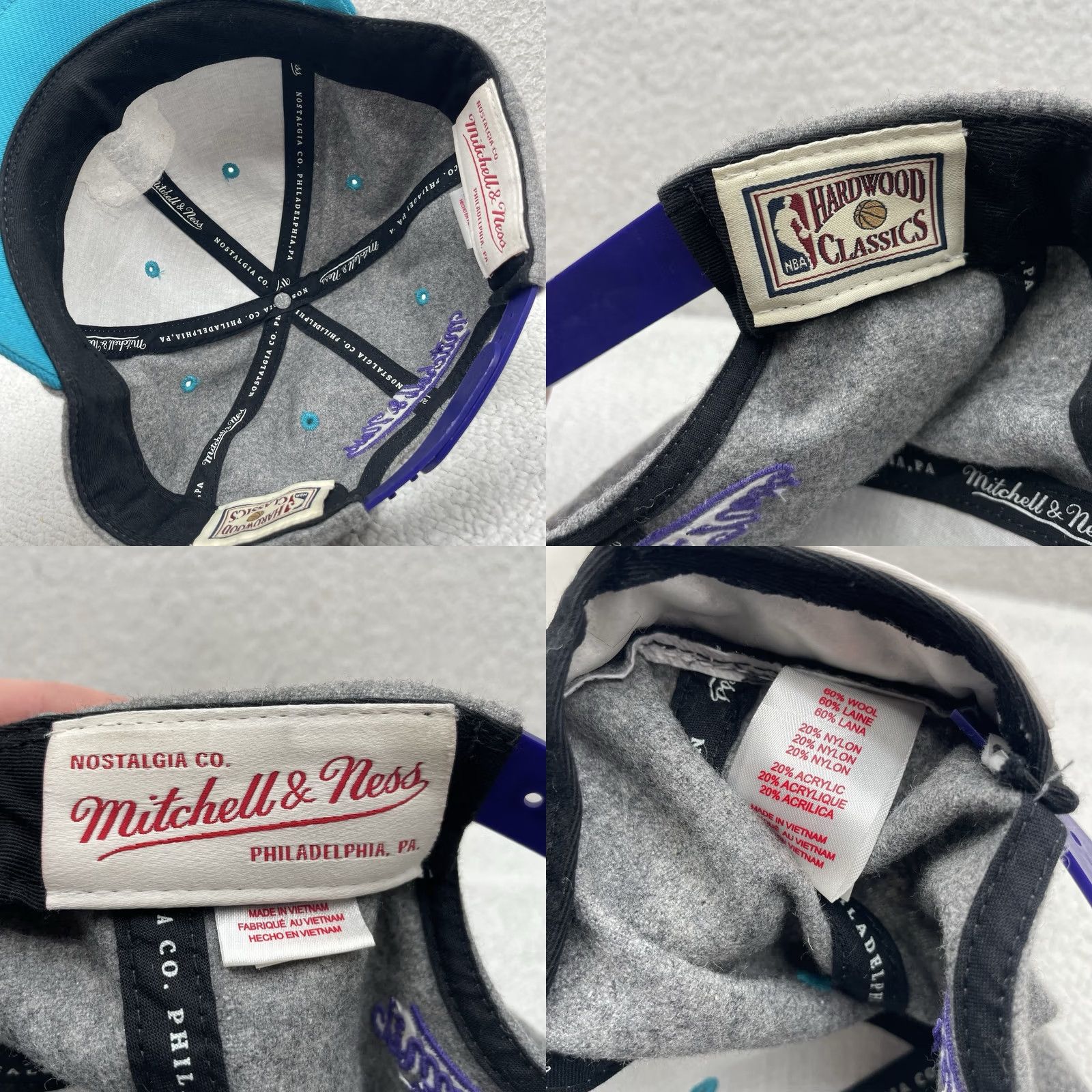 Mitchell & Ness Mitchell & Ness Charlotte Hornets Hat Snapback Wool Blend Gray Teal Hardwood Men Size ONE SIZE - 8 Thumbnail