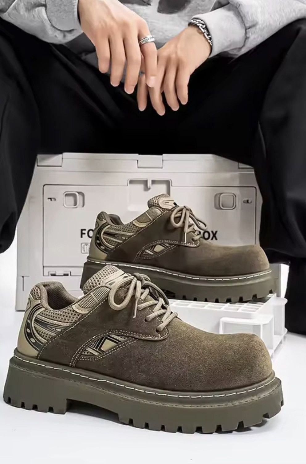 Japanese Brand Chunky Lug-Sole Low-Top Sneakers - PU Leather Size US 6.5 / EU 39-40 - 1 Thumbnail