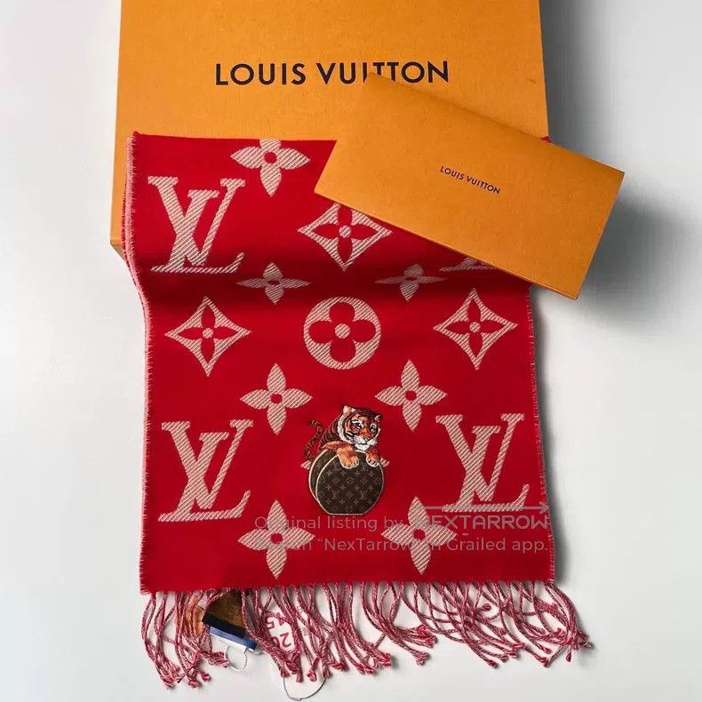 Louis Vuitton Louis Vuitton PRECIOUS TIGER Red Wool Scarf for the Year o Size ONE SIZE - 1 Thumbnail