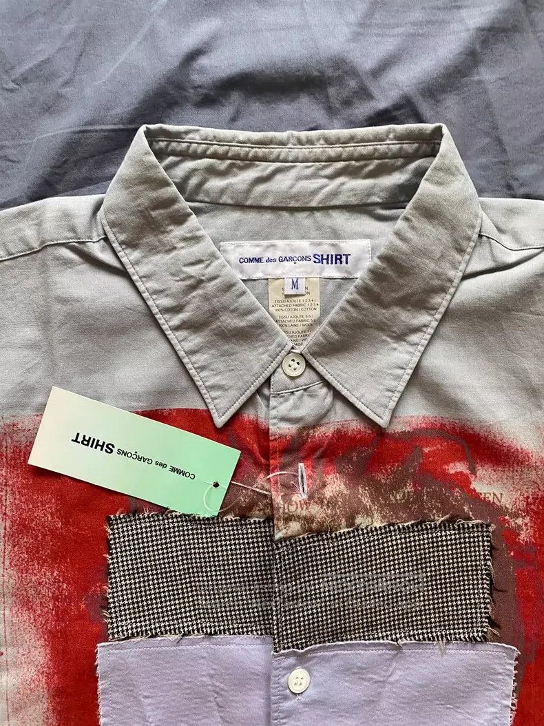 Comme des Garcons Comme Des Garcons Gray Composite Material Patchwork Shirt Size M / US 6-8 / IT 42-44 - 2 Thumbnail