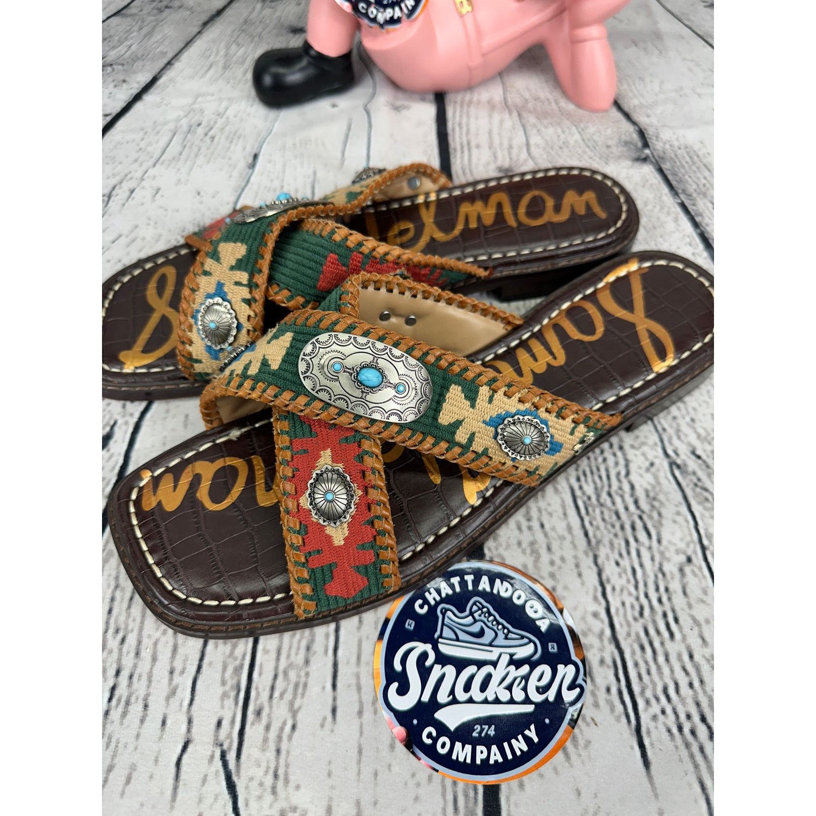 Sam Edelman Sam Edelman Hagen Sandals Womens 9.5 Brown Square Slide BOHO Size US 9.5 / IT 39.5 - 1 Thumbnail