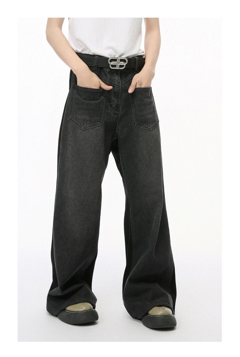 Japanese Brand × Jean Washed colorblock wide-leg loose jeans Size US 32 / EU 48 - 2 Thumbnail