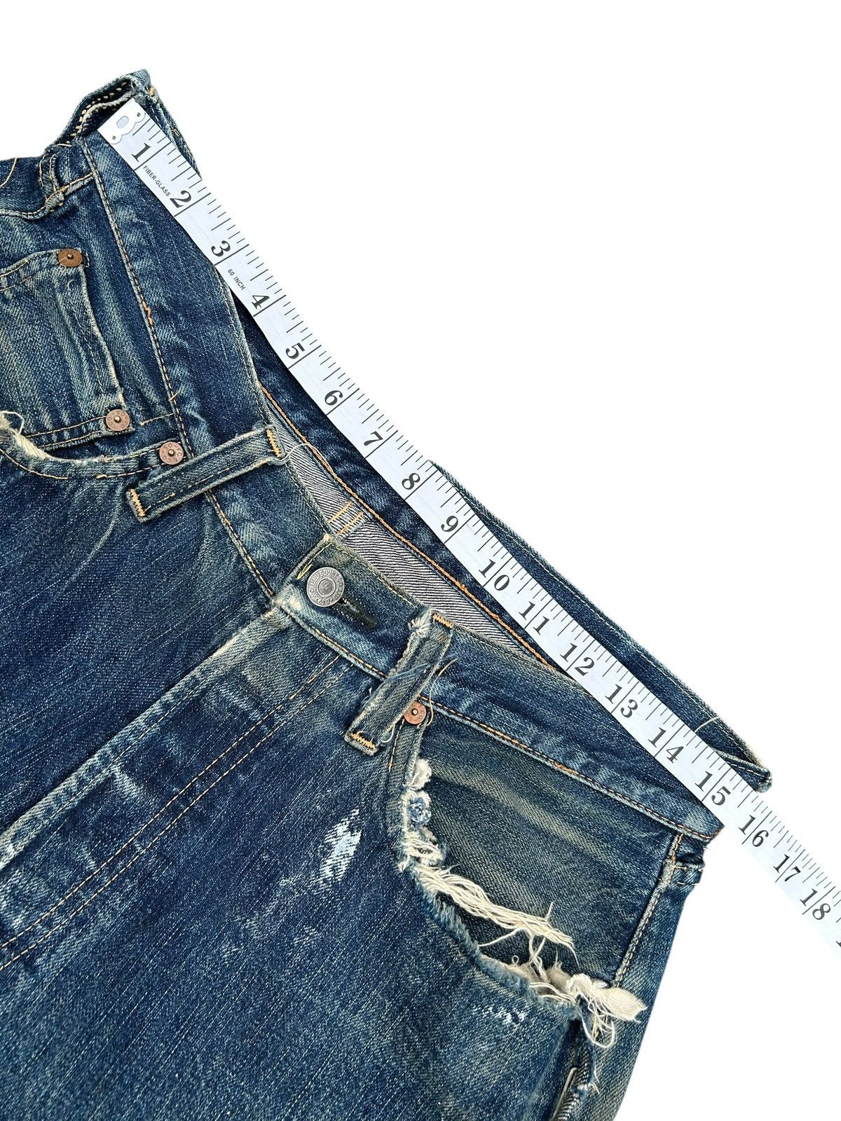 Kapital Vintage Full Count Selvedge Thrashed Denim Jeans Size US 31 - 19 Thumbnail