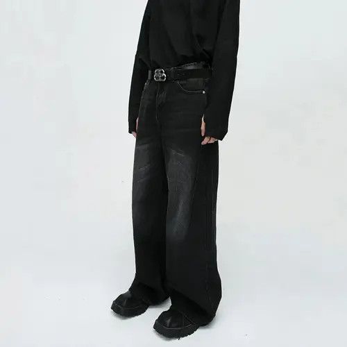 VIBE Washed Black Baggy Denim Jeans Size US 33 - 7 Thumbnail