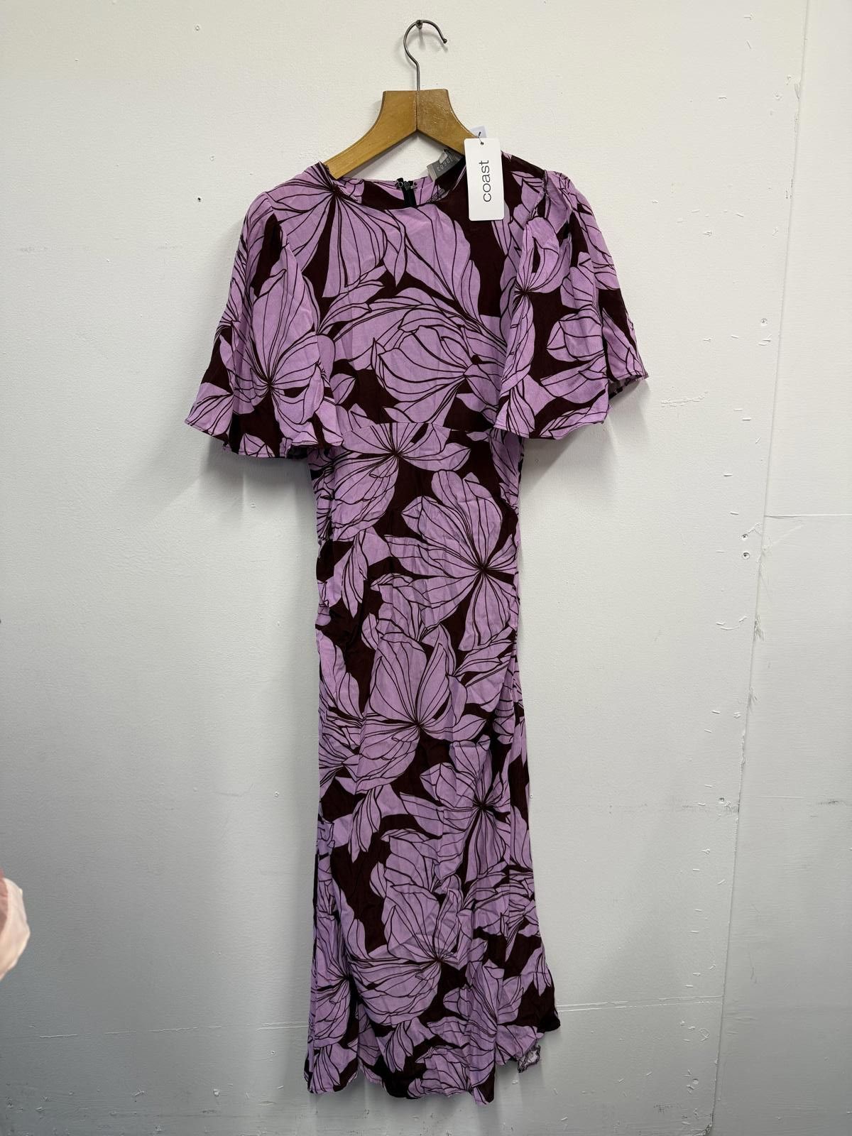 Jean Charles De Castelbajac Coast Purple Floral Midi Dress with Cape Sleeve Detail Size M / US 6-8 / IT 42-44 - 1 Thumbnail
