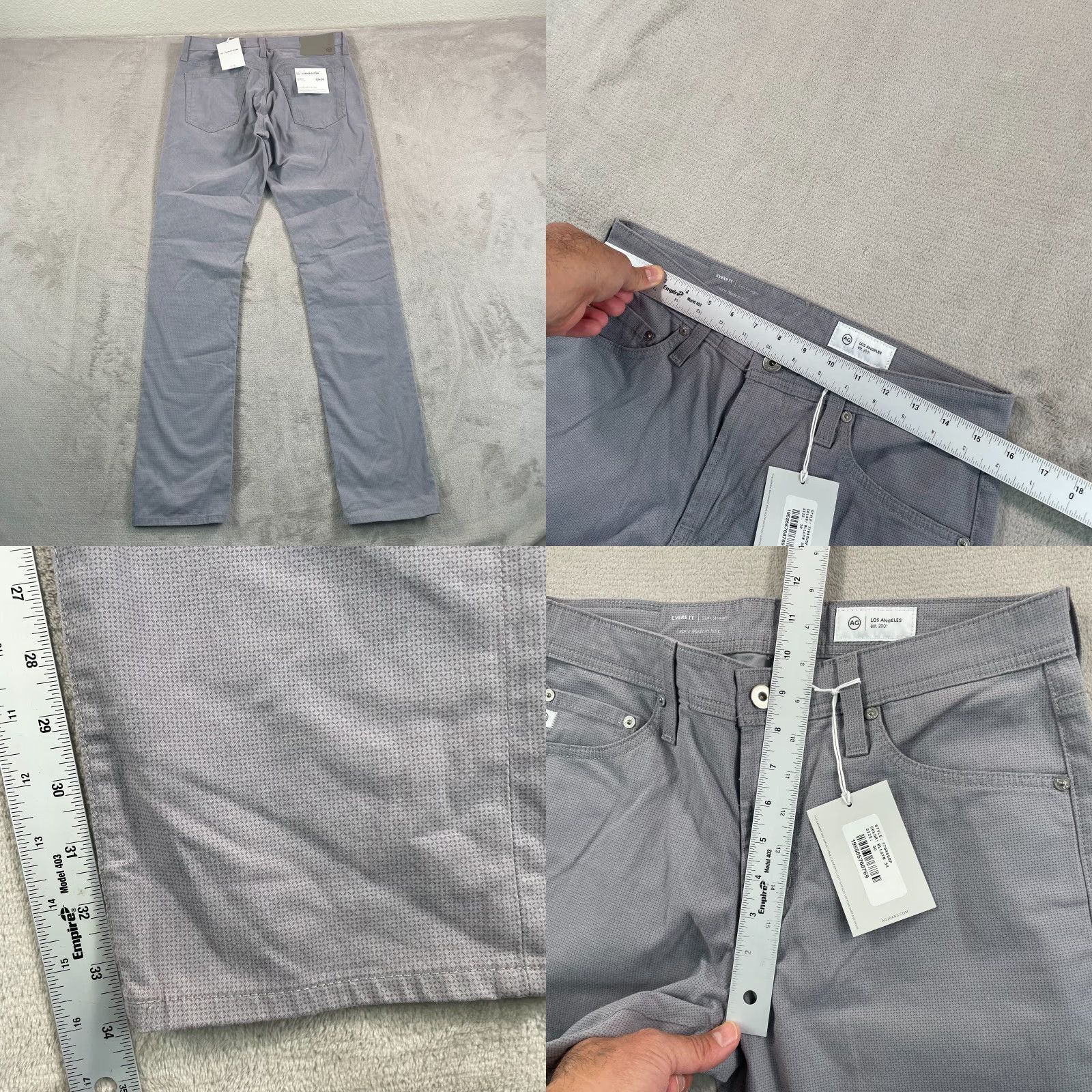 Vintage AG Adriano Goldschmied The Everett Slim Straight 30x34 Grey Sueded Sateen NWT Jeans Men Size US 30 / EU 46 - 8 Thumbnail