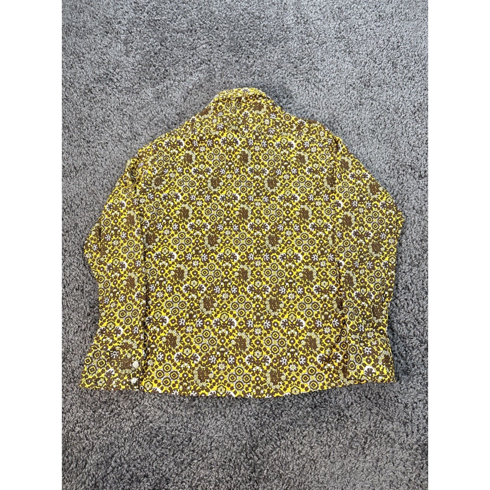 JCPenney VINTAGE JCPENNEY TownCraft Shirt Mens L Psychedelic Mustard Floral Silk Prest 70s Size US L / EU 52-54 / 3 - 5 Thumbnail