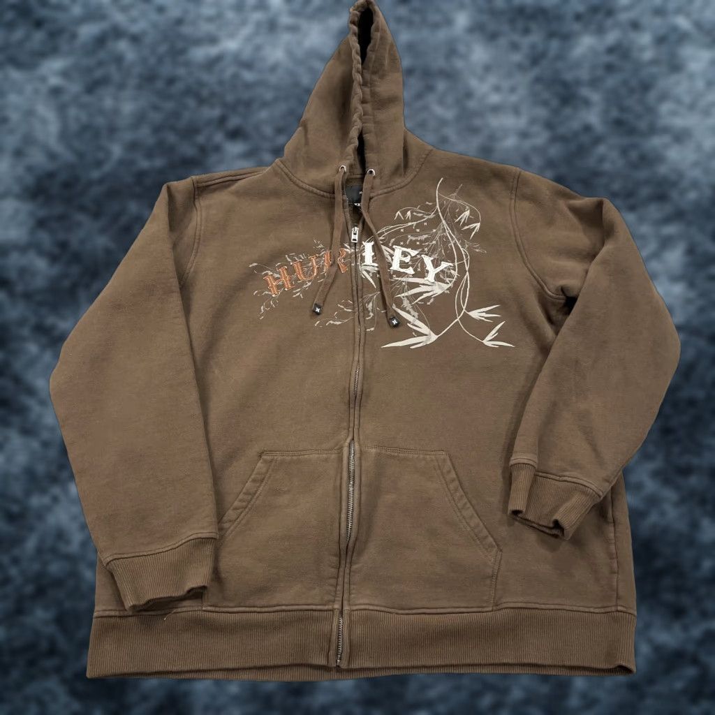 Hurley VINTAGE Hurley Hoodie Mens 2XL Brown Skate Surf Full Zip Pinkman Sweatshirt 00s Size US XXL / EU 58 / 5 - 1 Thumbnail