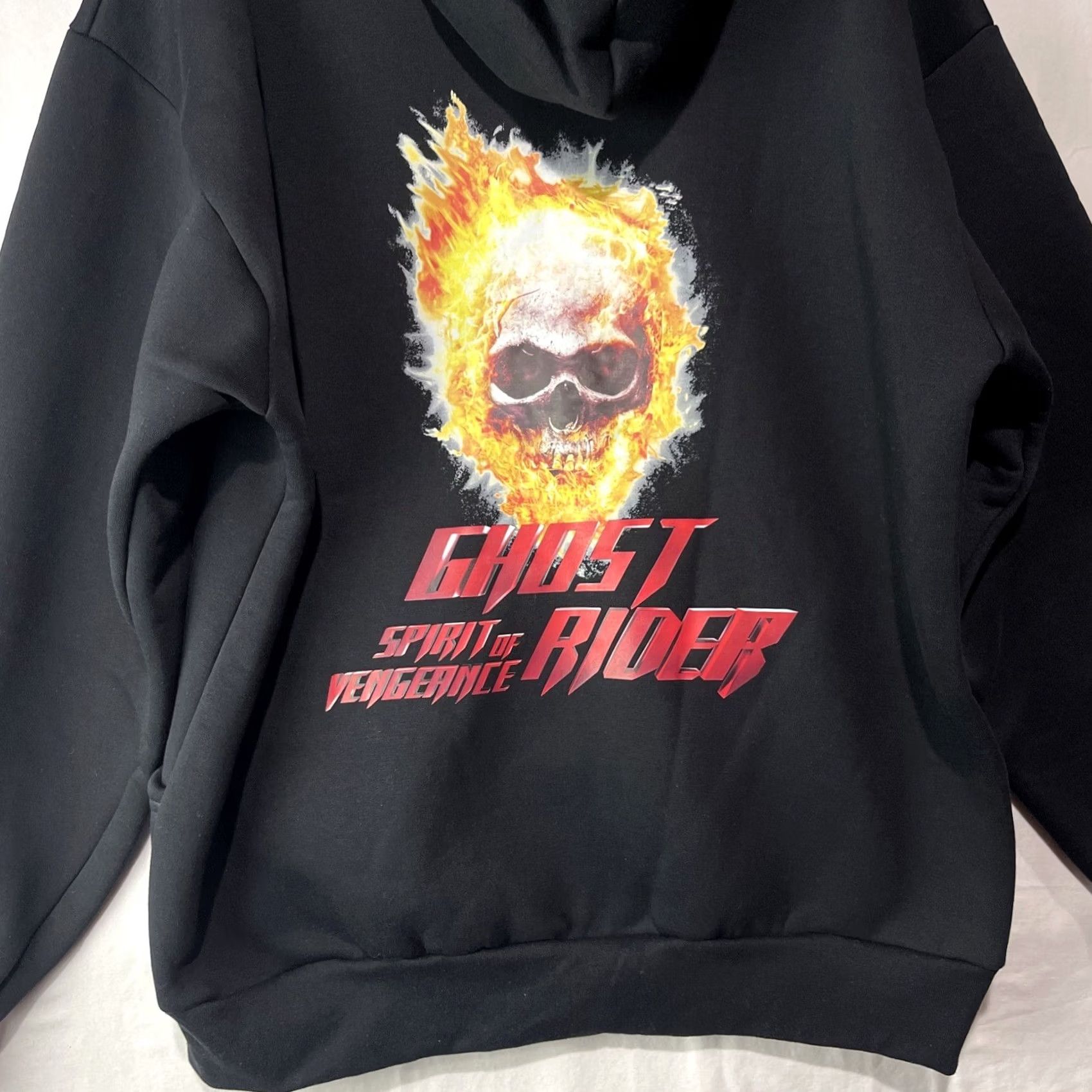 Vintage Ghost Rider Hoodie Mens Black Spirit of Vengeance Movie Full Zip Sweatshirt Size US XL / EU 56 / 4 - 6 Thumbnail
