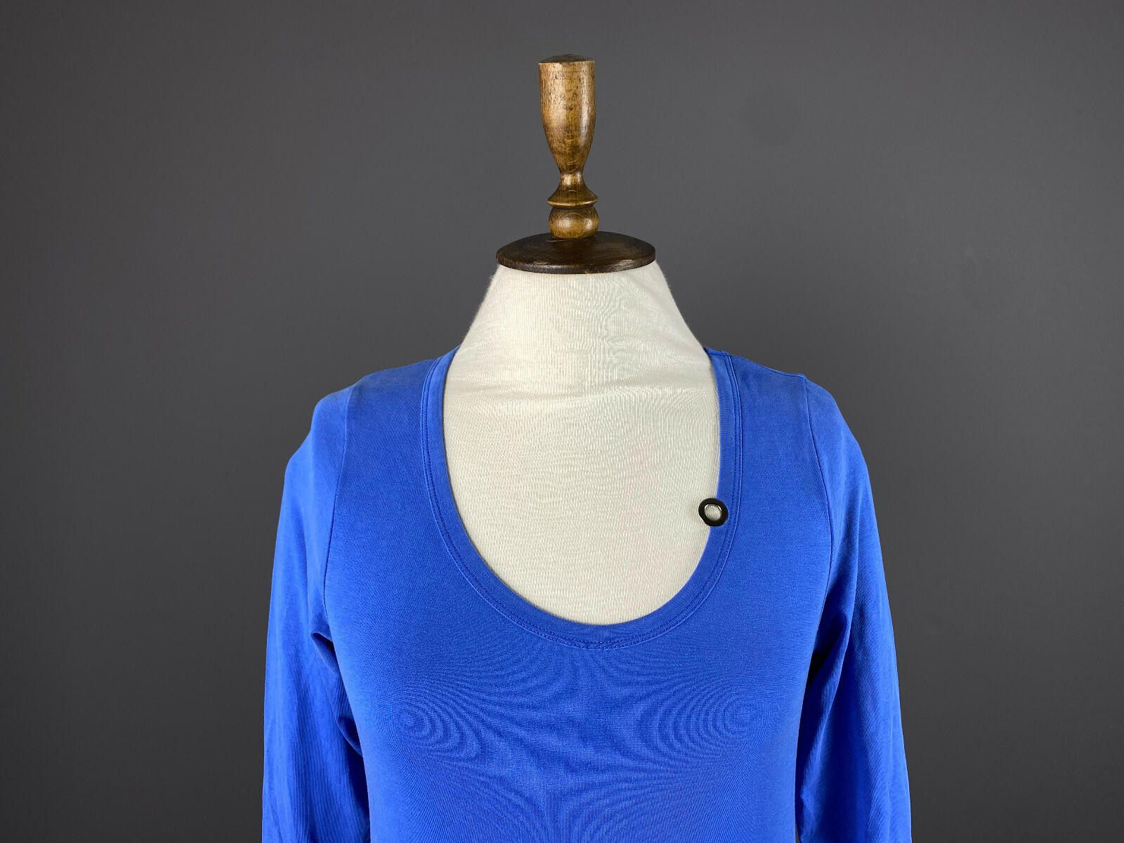 Designer Cop Copine Blue Boat Neck Long Sleeve Lesco Top Shirt Size S Size S / US 4 / IT 40 - 2 Thumbnail