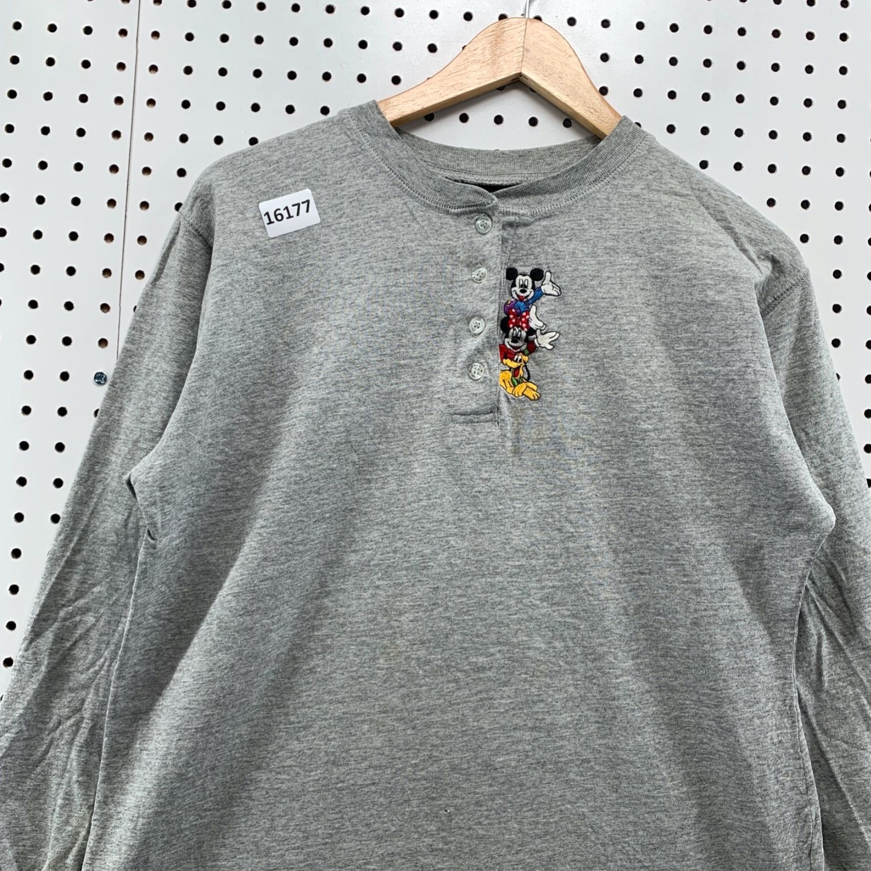 Mickey Unlimited Vintage Mickey Unlimited Henley Shirt Gray Long Sleeve Adult Medium Cartton TEE Size US M / EU 48-50 / 2 - 4 Thumbnail