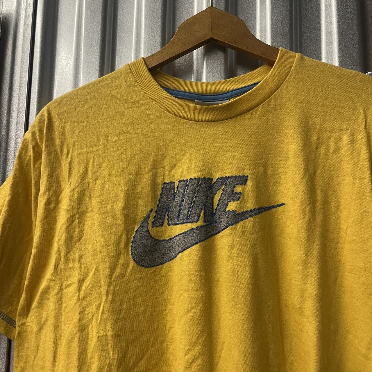 Nike VTG Y2K Nike Silver Label Big Check Spell Out Yellow T Shirt Size US XL / EU 56 / 4 - 1 Thumbnail