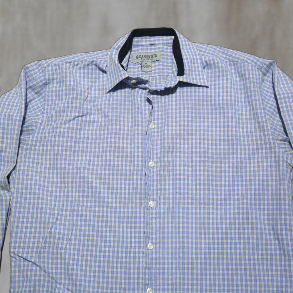 Vintage David Alexander Shirt Men XL Blue Plaid Button Down Long Sleeve Size US XL / EU 56 / 4 - 1 Thumbnail
