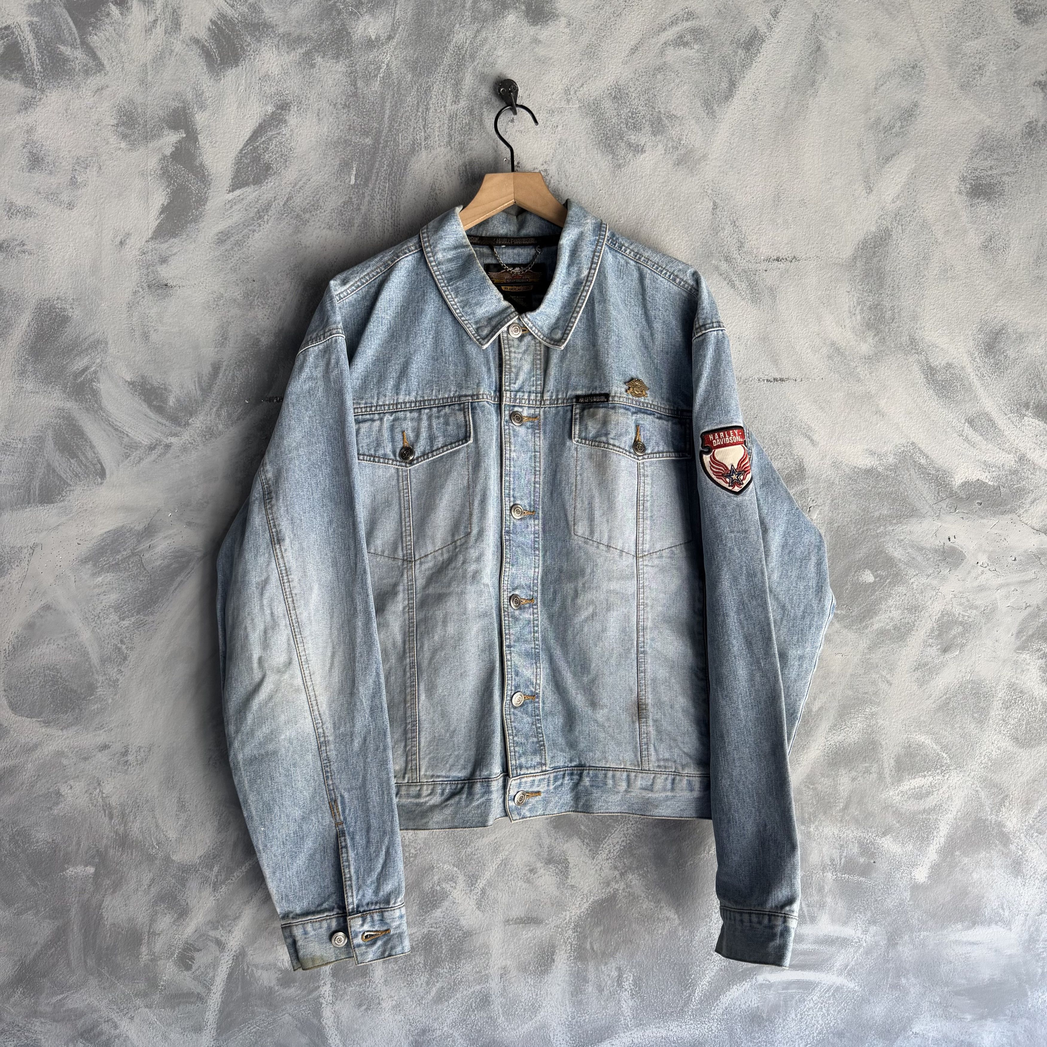 Harley Davidson Harley Davidson Genuine Denim Jean Jacket Mens Eagle Biker Size US XL / EU 56 / 4 - 2 Thumbnail