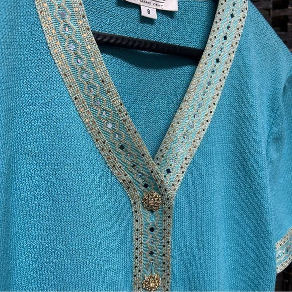 Vintage St. John evening sweater jacket size 8 light blue sparkling Size M / US 6-8 / IT 42-44 - 6 Thumbnail