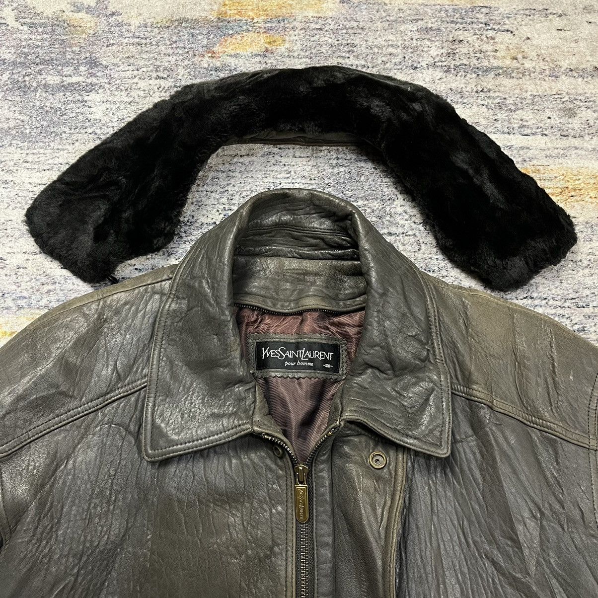 Vintage × Yves Saint Laurent Vintage 90s Yves Saint Laurent leather jacket Size US XL / EU 56 / 4 - 6 Thumbnail