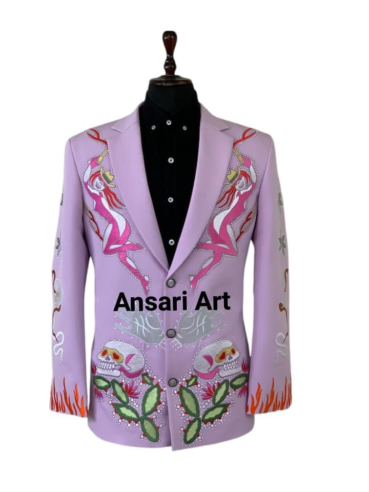 Other Men 2PC Customized snake fire embroidery western prom outfit Size 44R - 2 Thumbnail