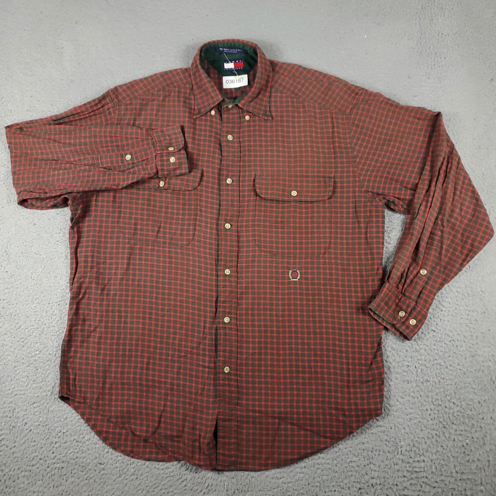 Tommy Hilfiger Tommy Hilfiger Button-Up Shirt Mens Medium Red Plaid Casual Long Sleeve Regular Fit Size US M / EU 48-50 / 2 - 3 Thumbnail
