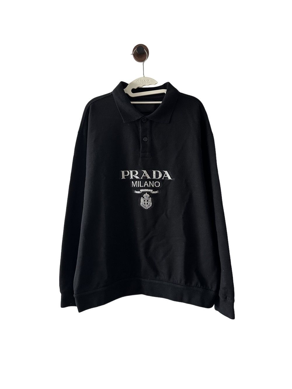 Prada Prada Black Piquet Long Sleeve Polo Size XL | Grailed
