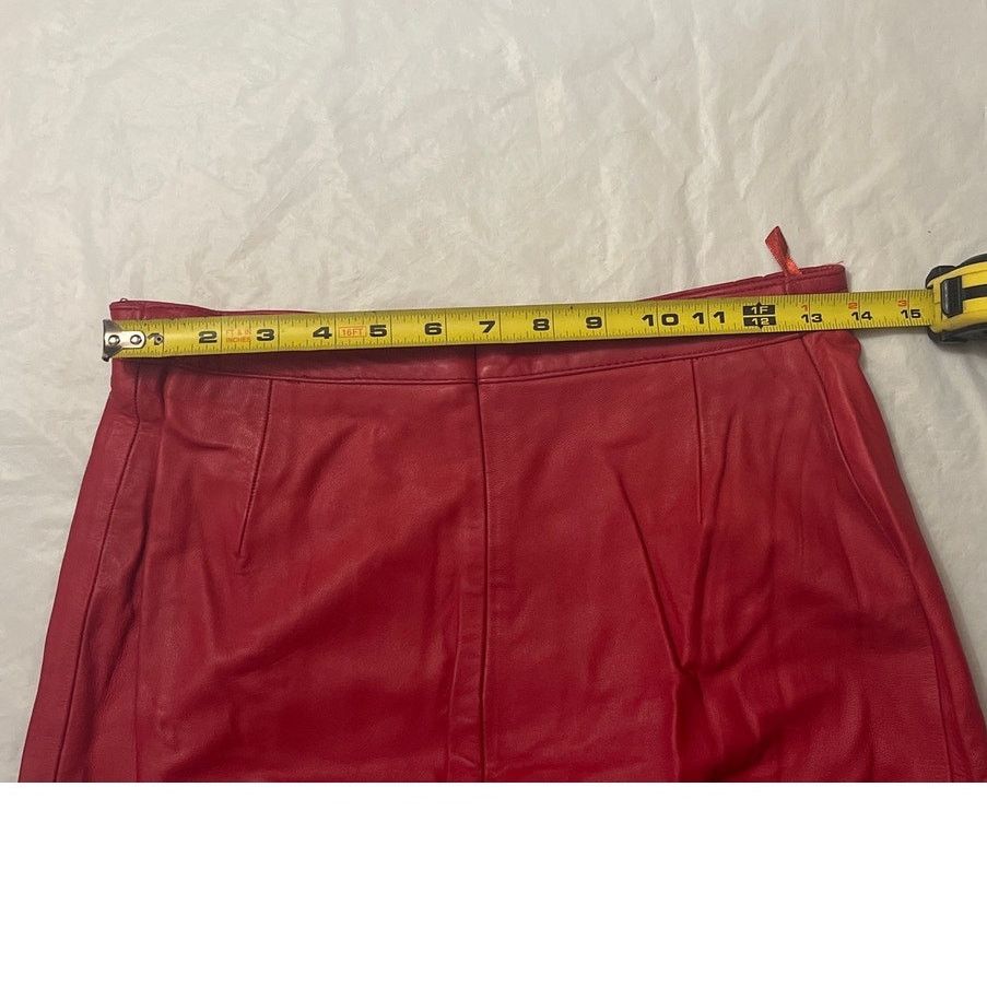 Other Vintage 80s Bloomingdale's y.e.s. Red Leather Skirt -Size: M Size 30" / US 8 / IT 44 - 5 Thumbnail