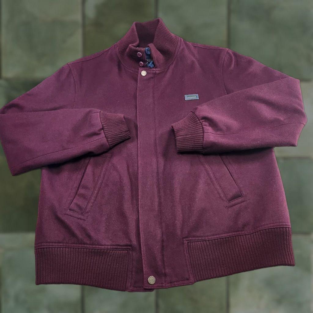 Paul & Shark Paul & Shark Yachting Wool Bomber Jacket Men M Italy Maroon Double Loop Collar Size US M / EU 48-50 / 2 - 1 Thumbnail