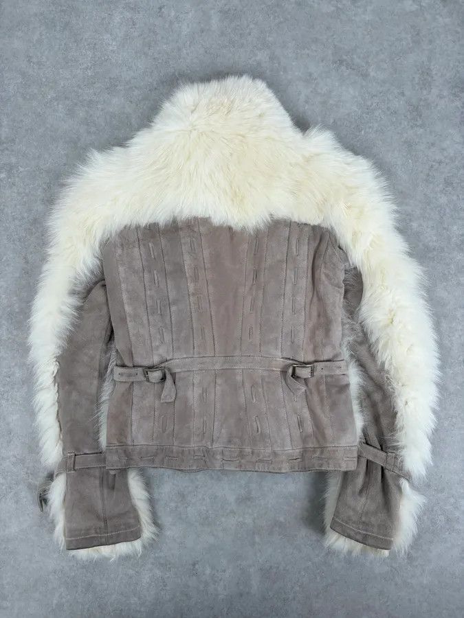 Roberto Cavalli AW2006 Cavalli White Fur Beige Leather Vest Size M / US 6-8 / IT 42-44 - 6 Thumbnail