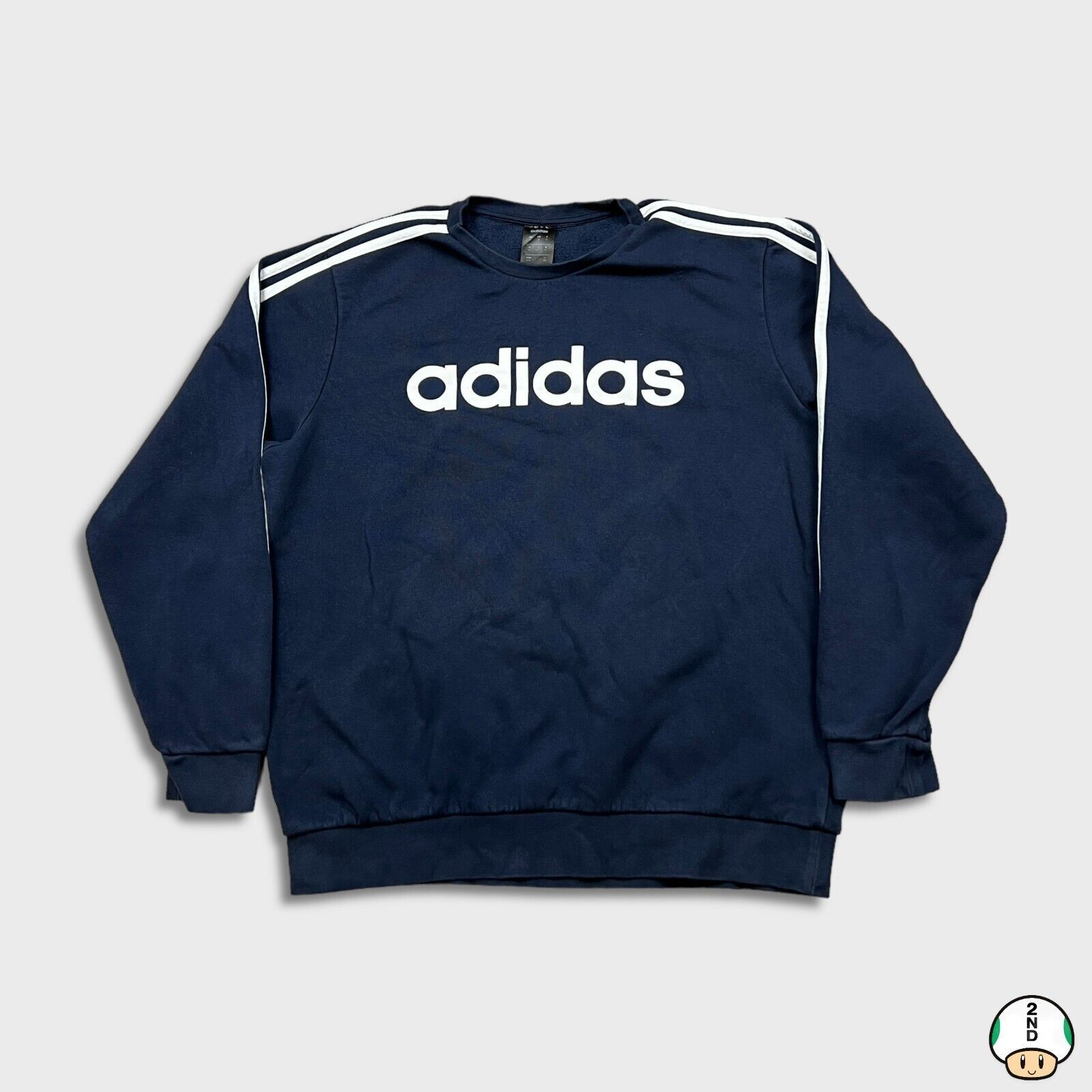 Adidas × Vintage Adidas Sweatshirt XL Stripe Spell Out Pullover Crewneck Size US XL / EU 56 / 4 - 1 Thumbnail