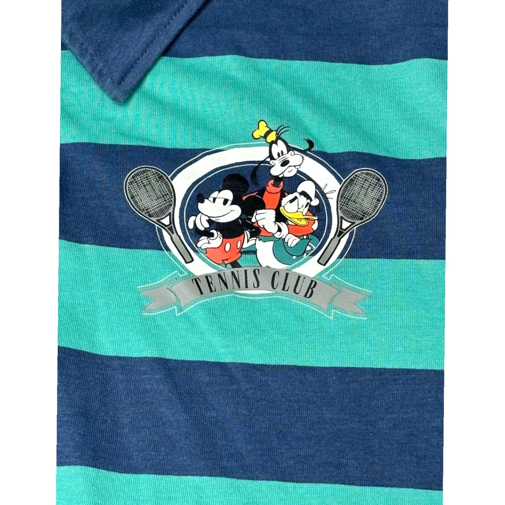 Disney Disney Mickey and Friends Tennis Club Striped Polo Shirt Men's M Size US M / EU 48-50 / 2 - 2 Thumbnail