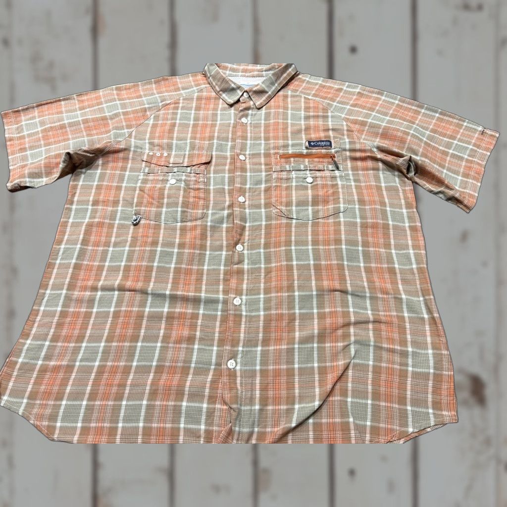 Vintage Columbia Men's XL Short Sleeve Button-Up Shirt Brown Plaid Outdoor Fishing Vented PFG Size US XL / EU 56 / 4 - 1 Thumbnail
