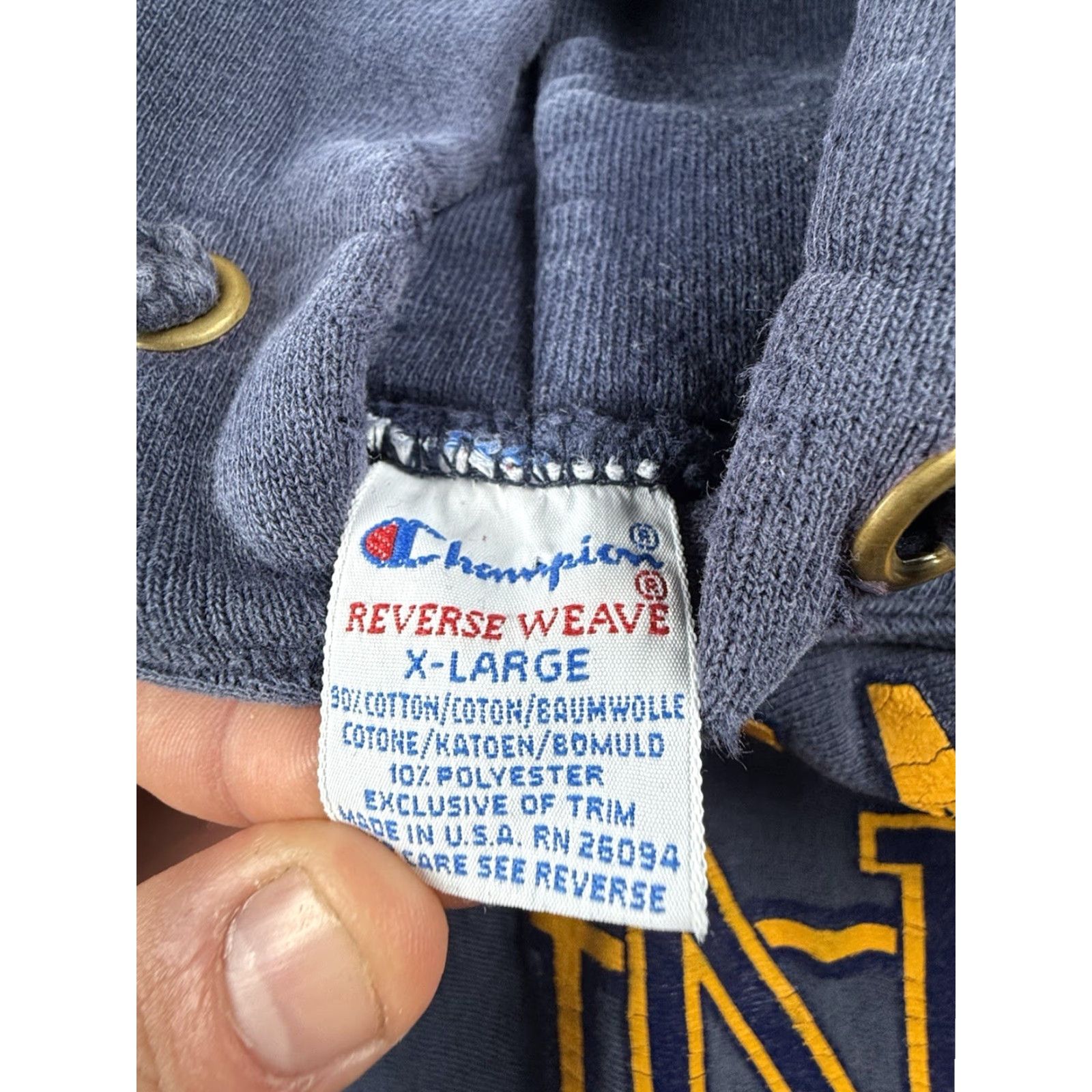 Champion VINTAGE Notre Dame Champion Reverse Weave Hoodie Sweatshirt Mens XL Blue 90s College University Pullover Size US XL / EU 56 / 4 - 2 Thumbnail