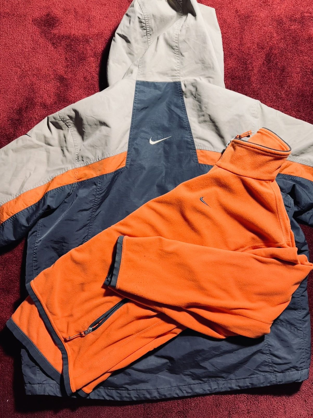 Nike × Vintage Vintage Y2K Nike Jacket Large windbreaker Coat Check Orange Size US L / EU 52-54 / 3 - 4 Thumbnail