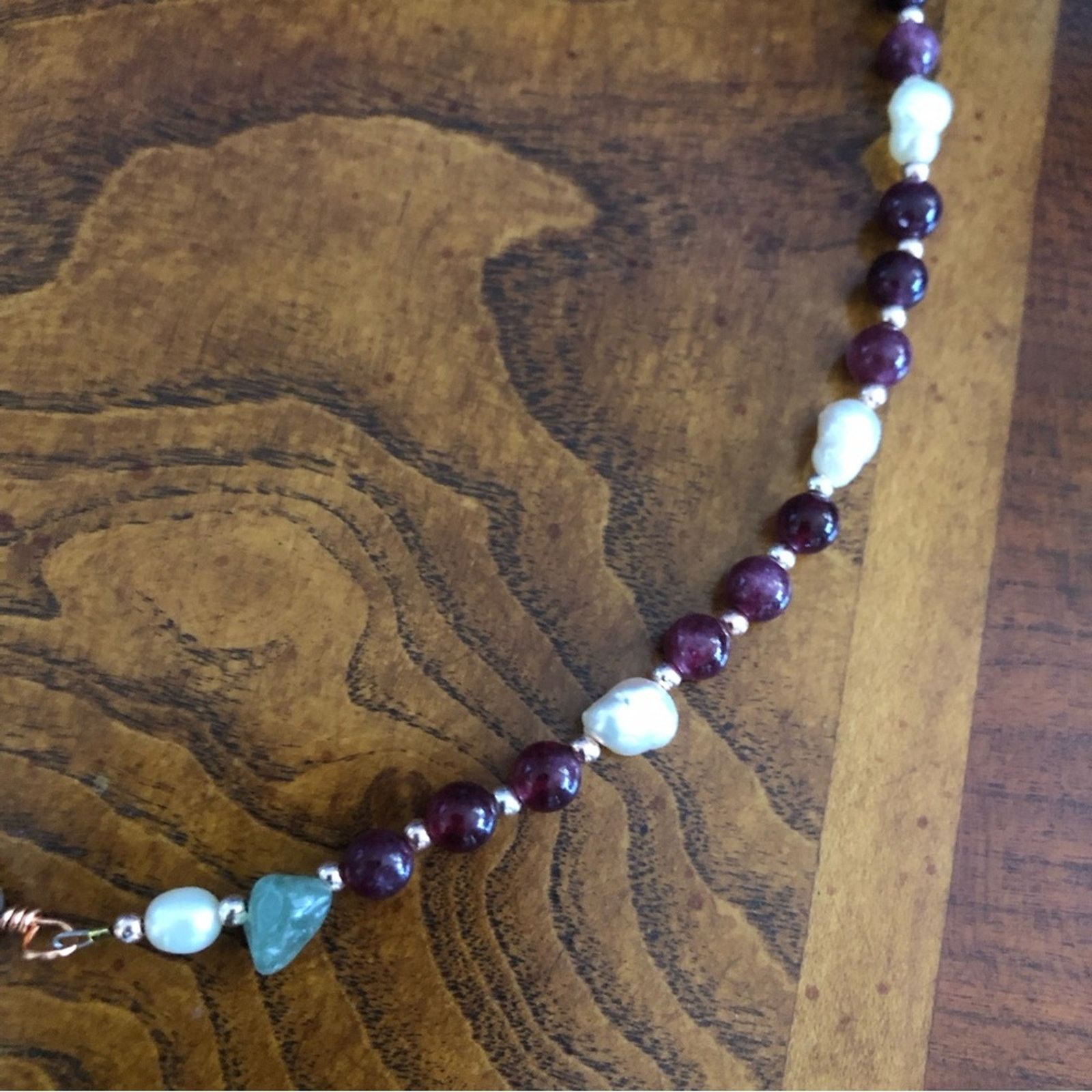 Handmade Handcrafted elegant genuine almandine garnet pearl necklace Size ONE SIZE - 9 Thumbnail