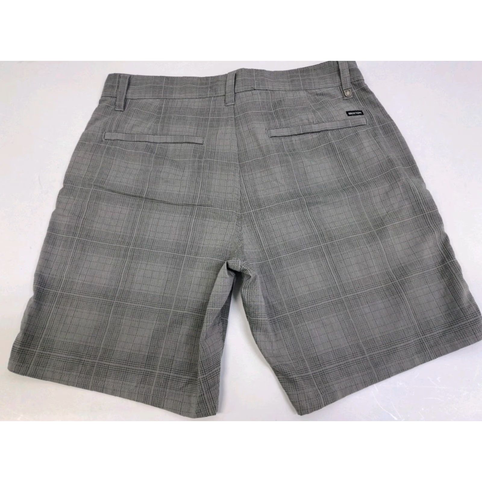 Brixton Brixton Mens Standard Fit Choice-X Chino Crossover Grey Plaid Shorts 31 Size US 31 - 3 Thumbnail