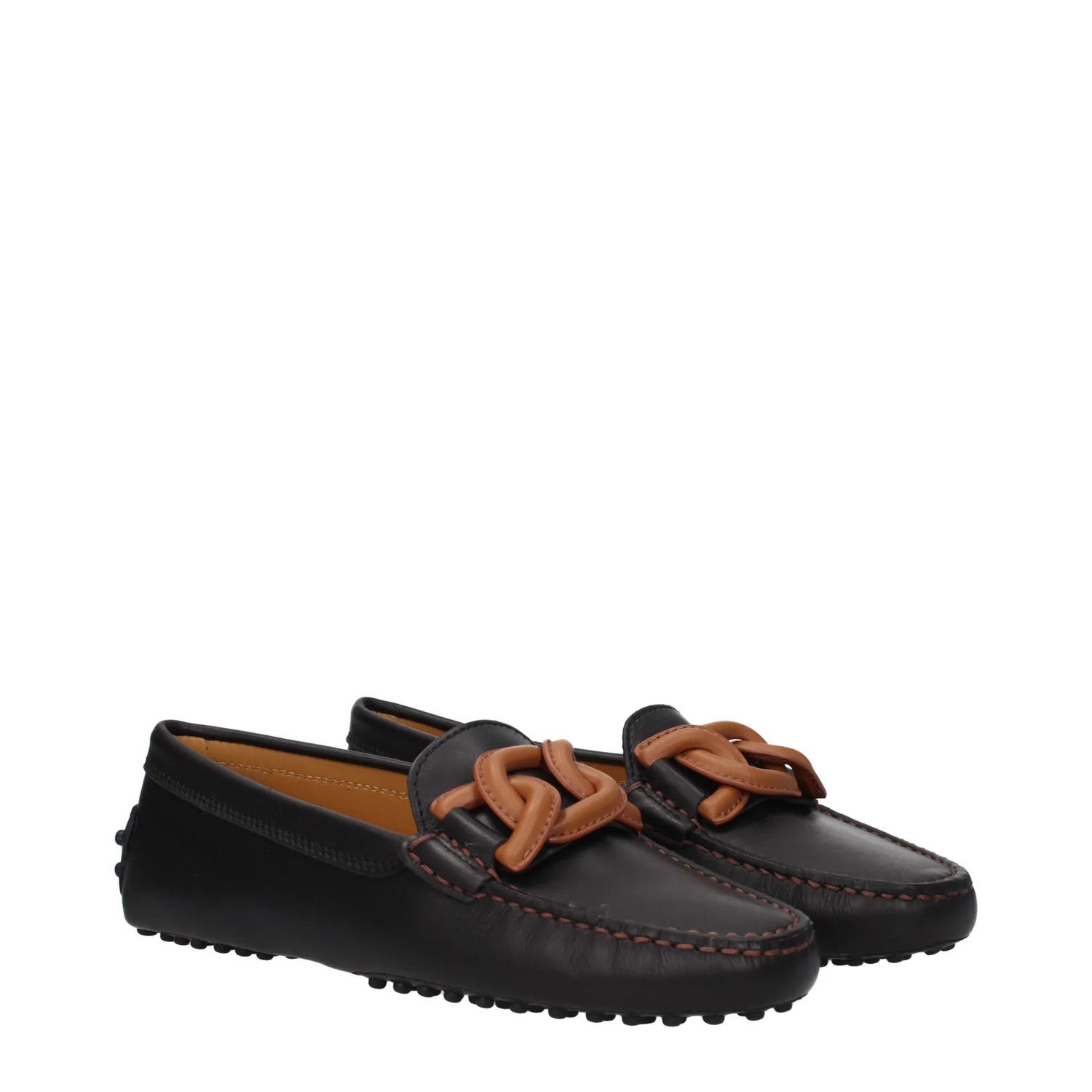 Tod's ob1o1e1224 Leather Loafers in Black Brown Size US 6.5 / IT 36.5 - 2 Thumbnail