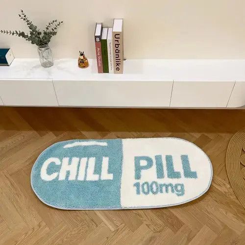Other 3D Blue "CHILL PILL" Handmade Soft Rug Size ONE SIZE - 2 Thumbnail
