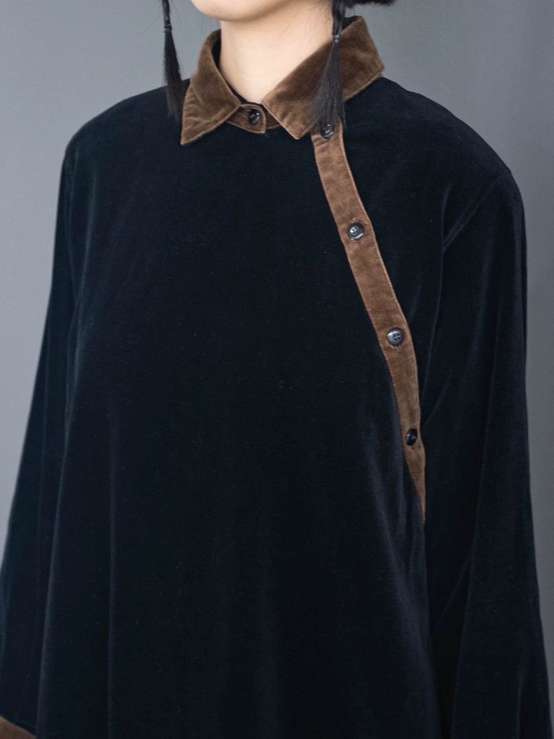 Kenzo KENZO Brown hooker black velvet slanted front dress vintag Size M / US 6-8 / IT 42-44 - 7 Thumbnail