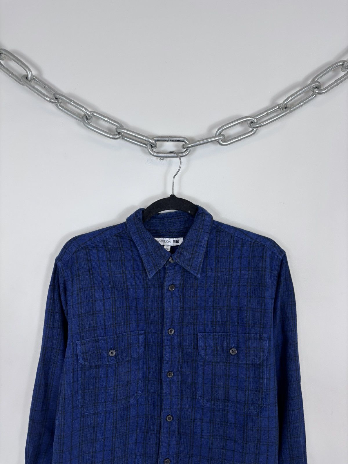 JW Anderson × Uniqlo JW Anderson X Uniqlo Men’s Blue Checkered Flannel Shirt Size US S / EU 44-46 / 1 - 2 Thumbnail