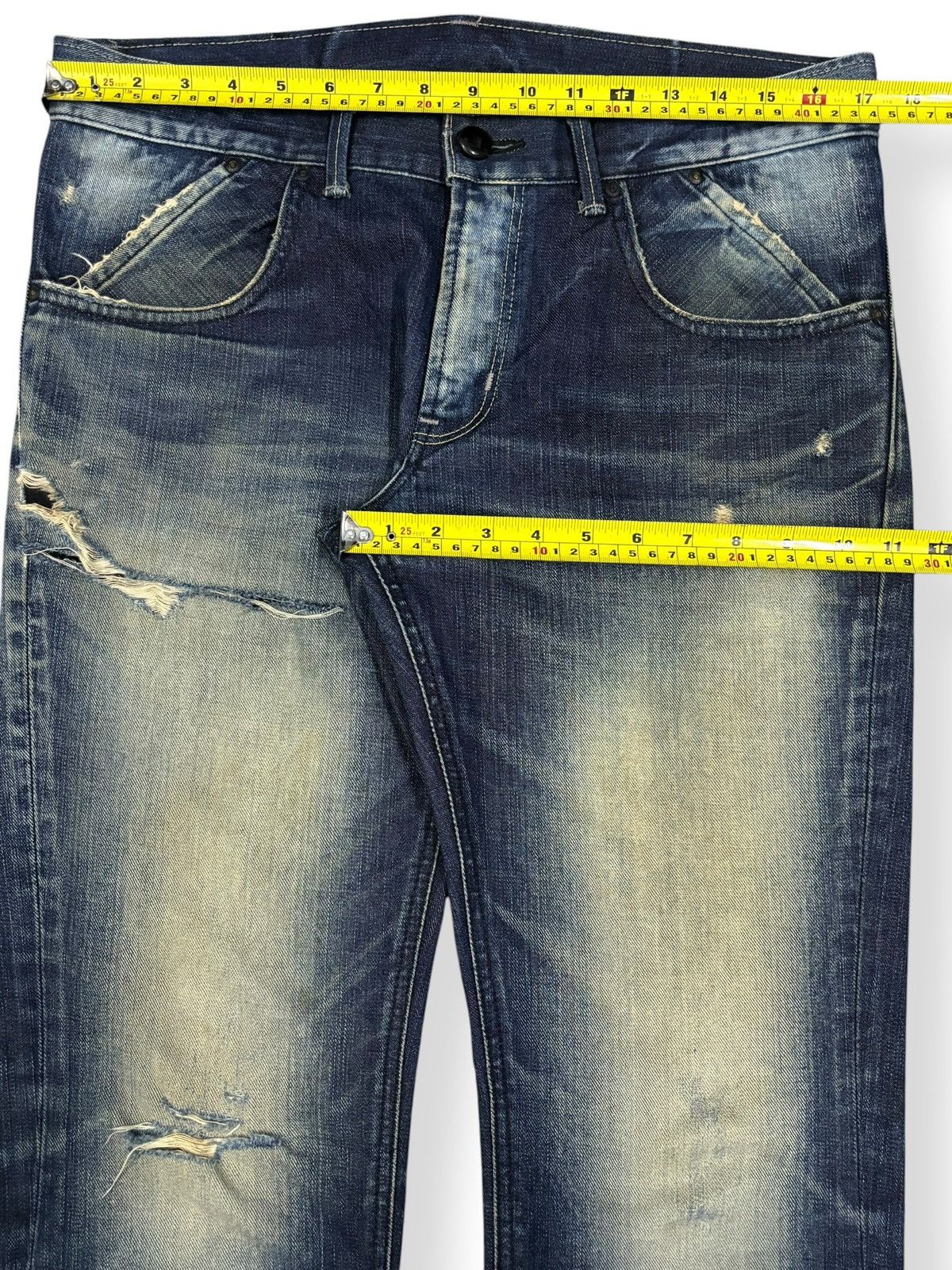 Lee × Number (N)ine Lee Black Riders Mud Wash Slim Straight Distressed Jeans Size US 34 / EU 50 - 14 Thumbnail
