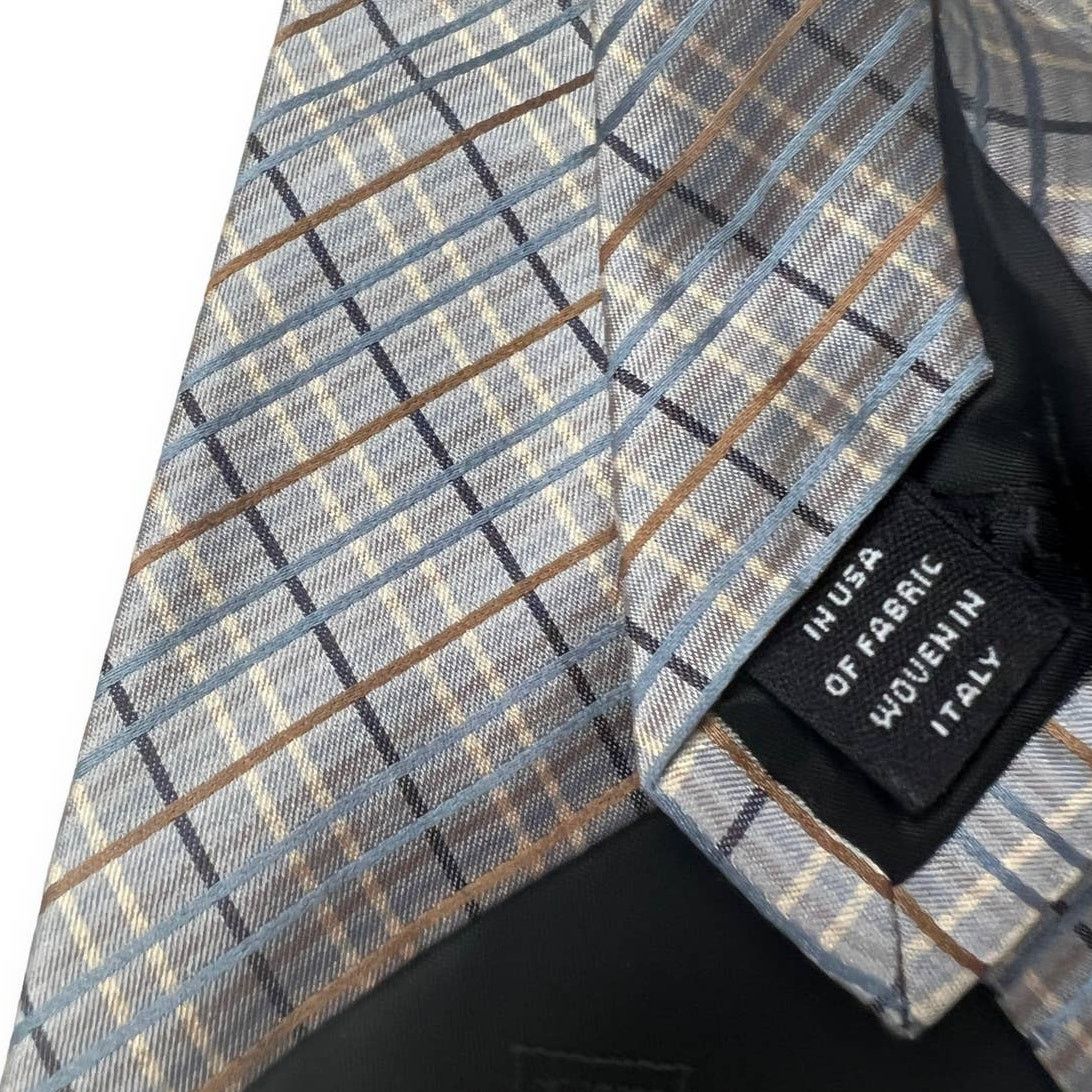 Hickey Freeman Hickey Freeman Collection Slate Blue Brown Plaid Silk Tie Size ONE SIZE - 7 Thumbnail