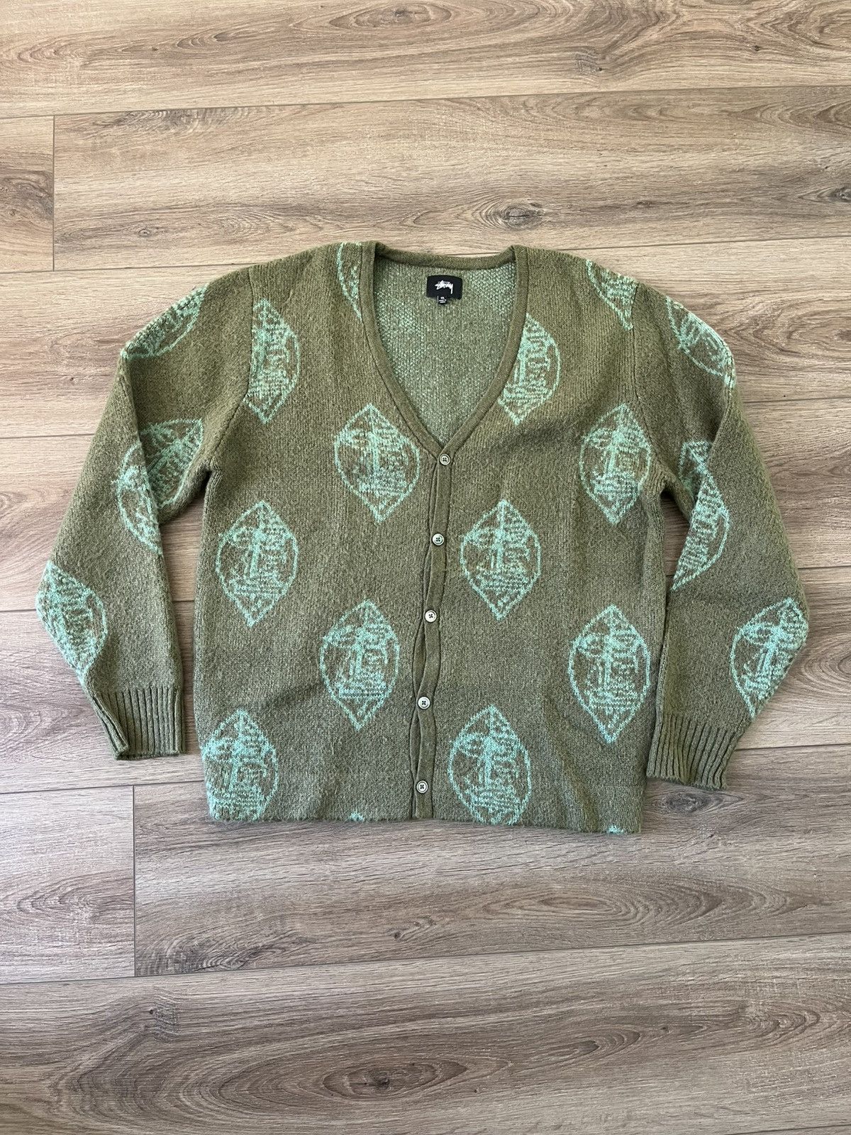トップス STUSSY CARDIGAN DARK GREEN SIZE M STÜSSY Shaggy Cardigan - Dark Green | TheRoom