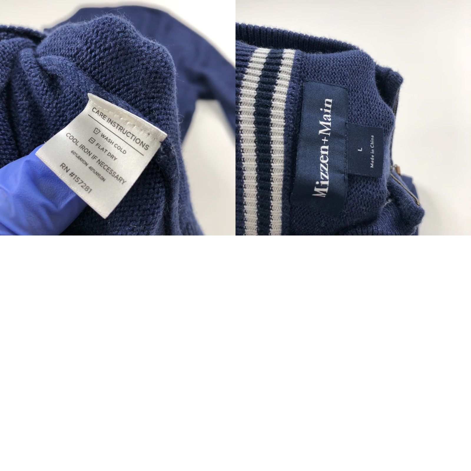 Mizzen+Main Mizzen + Main Pullover 1/4 Zip Mock Neck Sweater Blue Shirt Mens Large Knit Nylon Rayon Size US L / EU 52-54 / 3 - 8 Thumbnail