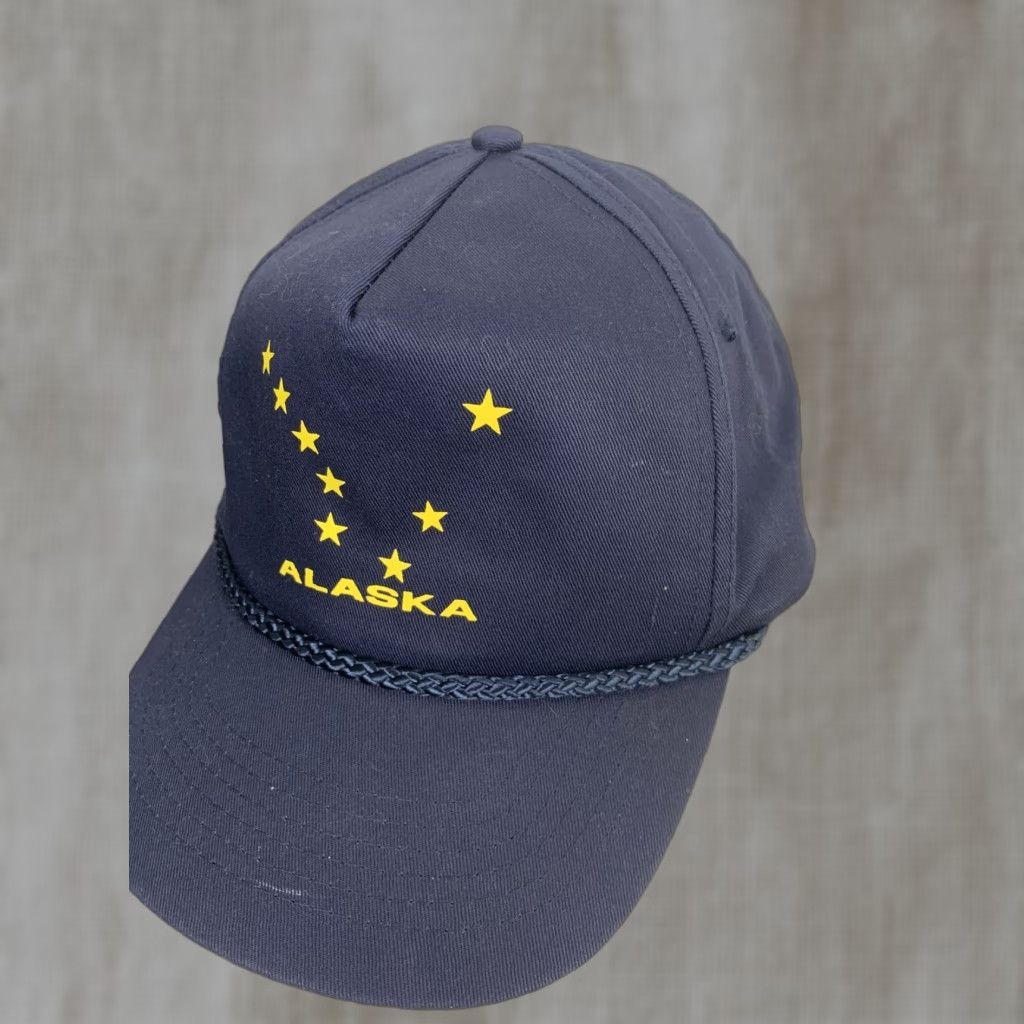 VINTAGE Heaners Alaska Snapback Hat Navy Blue Stars Adjustable