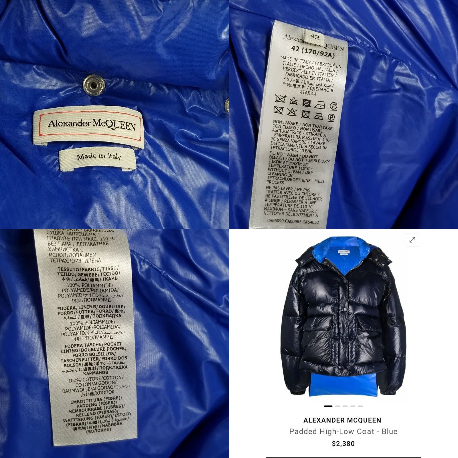 Alexander McQueen VINTAGE Alexander McQueen Puffer Jacket Men Size 42 Hooded High-Low Nylon Navy Designer Size US XS / EU 42 / 0 - 8 Thumbnail