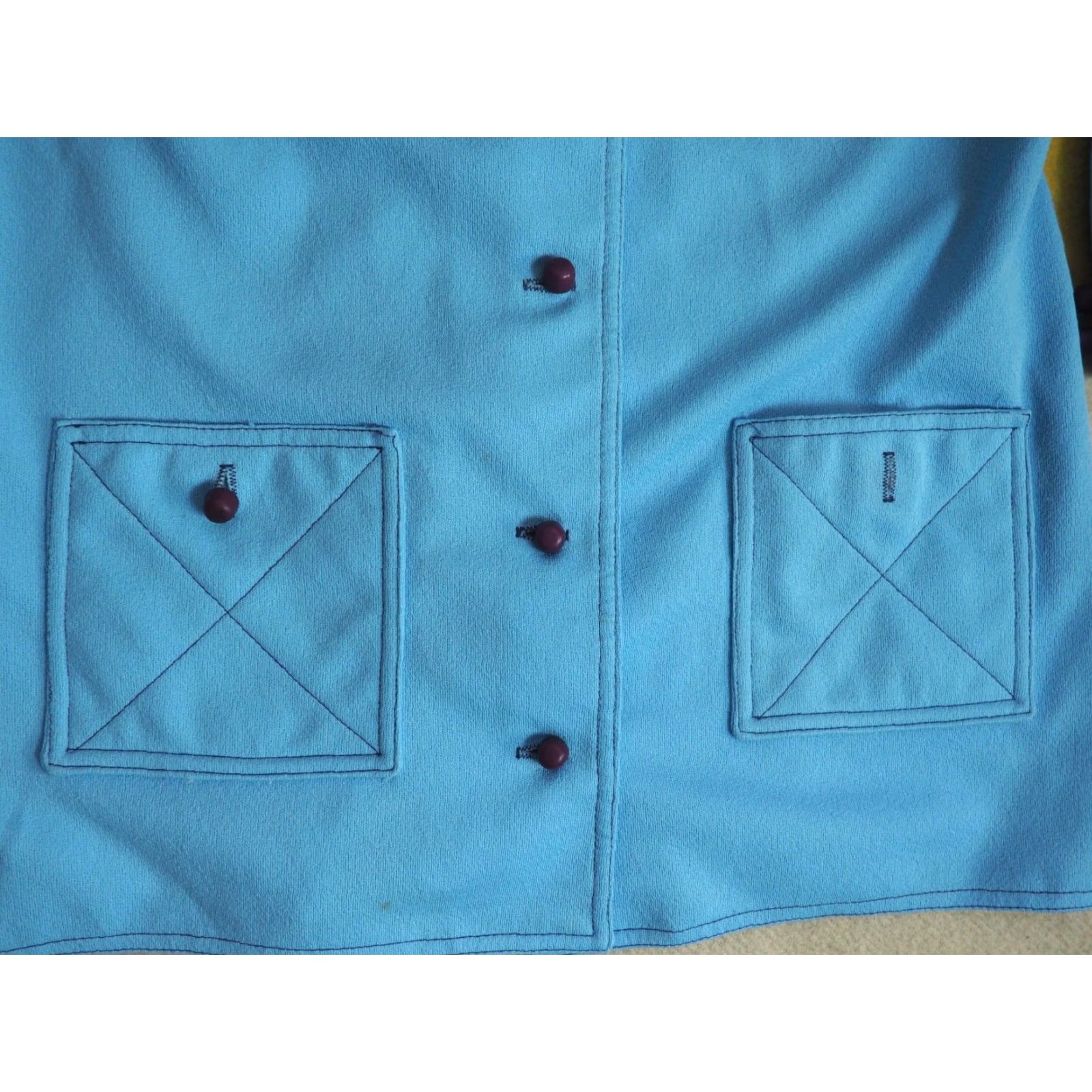 Vintage VINTAGE Ni Tod 70s Sky Blue Button Jacket Womens M Poly Jacket Boho Hippy Disco 1970s Blue Mens/Womens (adjusted) Size M / US 6-8 / IT 42-44 - 5 Thumbnail