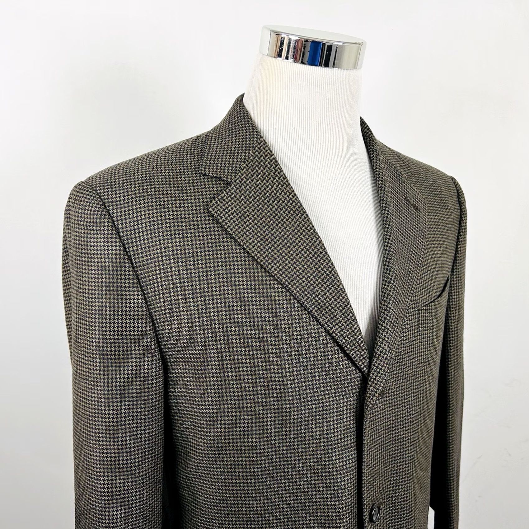 Canali Canali Sport Coat Gold Houndstooth Silk Cashmere Three Button Jacket Men 42 Regular Notch Lapel Three-Button Three Button Front Size US XS / EU 42 / 0 - 2 Thumbnail
