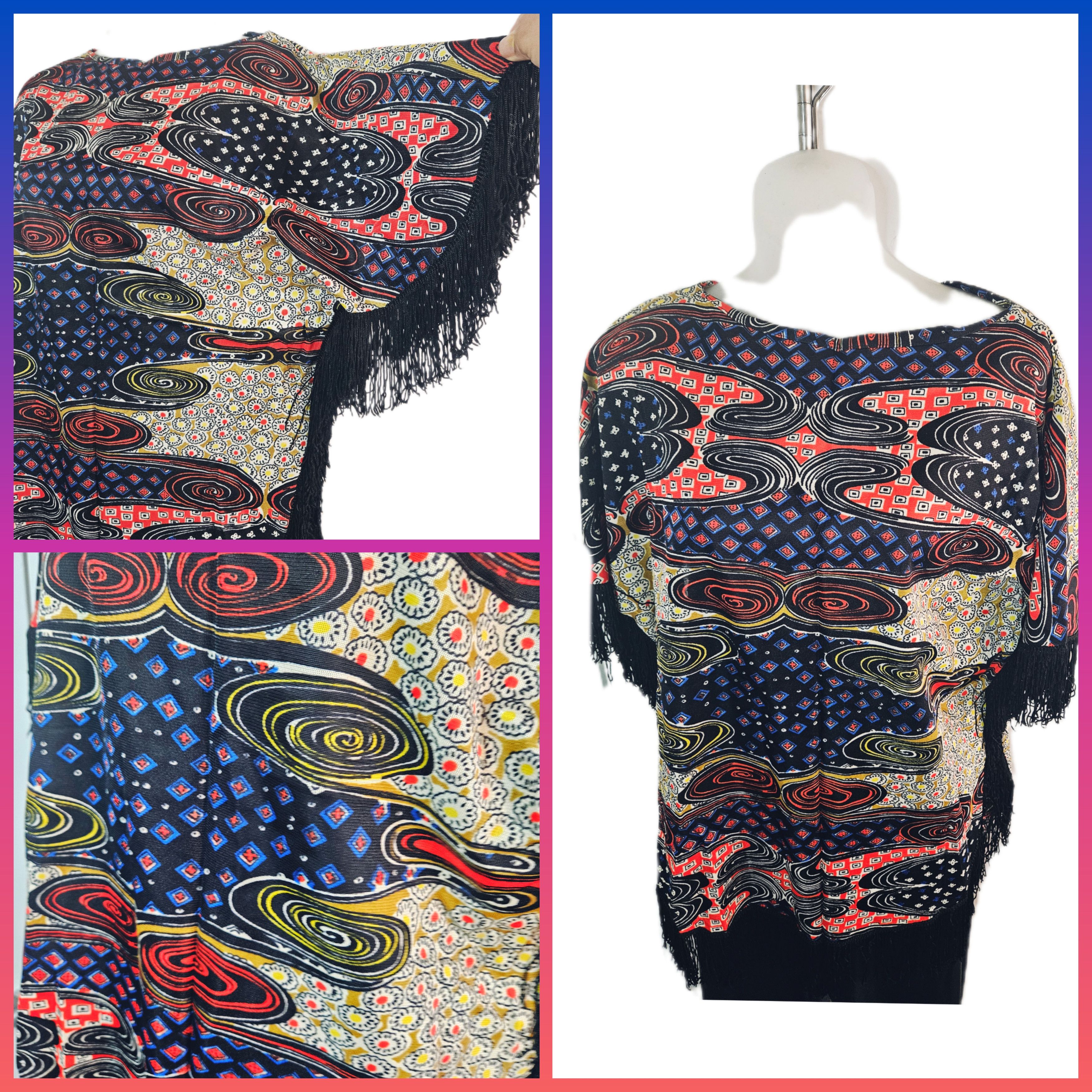 Other 1960S PSYCHEDELIC ALL OVER FRINGE PONCHO Size M / US 6-8 / IT 42-44 - 1 Thumbnail