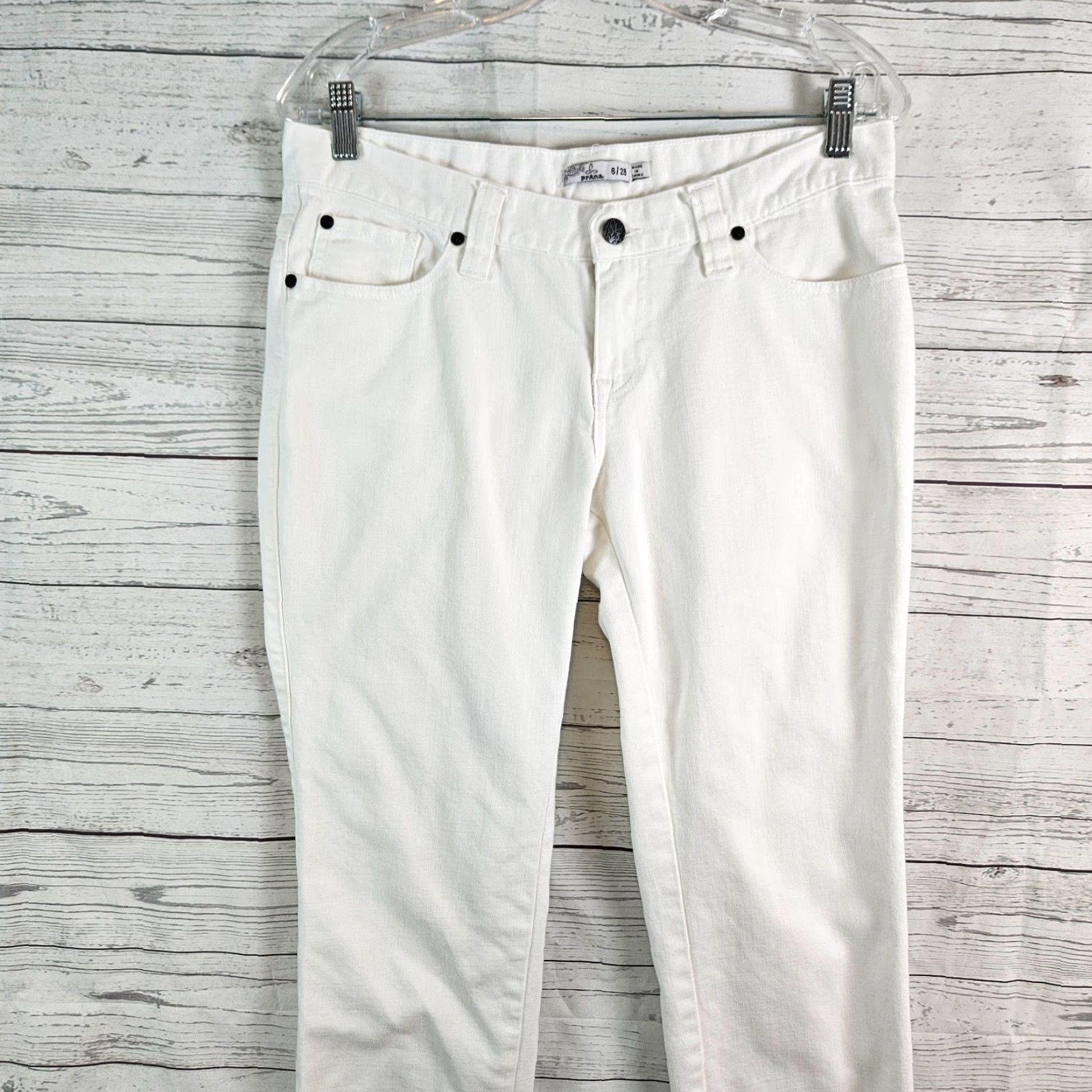 Prana VINTAGE Prana Women's Skinny Jeans Sz 6 White Mid Rise Organic Cotton Size 28" / US 6 / IT 42 - 2 Thumbnail